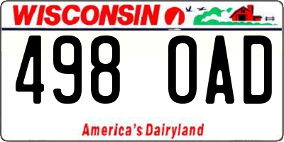 WI license plate 498OAD