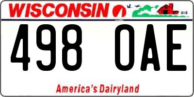WI license plate 498OAE