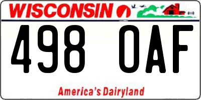 WI license plate 498OAF