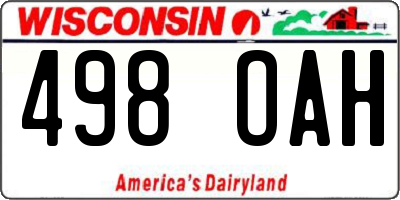 WI license plate 498OAH