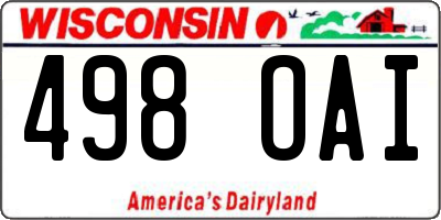 WI license plate 498OAI