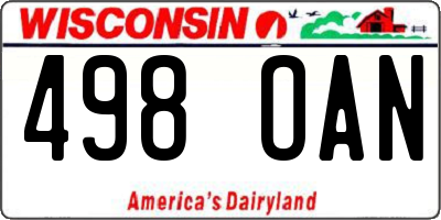 WI license plate 498OAN