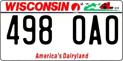 WI license plate 498OAO