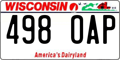 WI license plate 498OAP