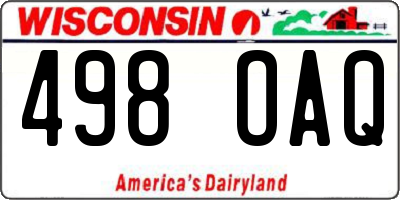 WI license plate 498OAQ
