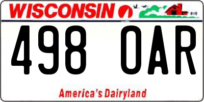 WI license plate 498OAR