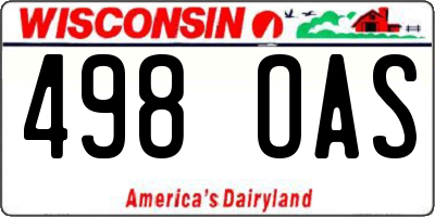 WI license plate 498OAS