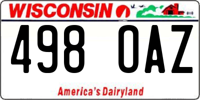 WI license plate 498OAZ