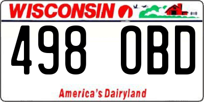 WI license plate 498OBD