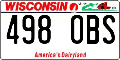 WI license plate 498OBS