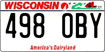 WI license plate 498OBY