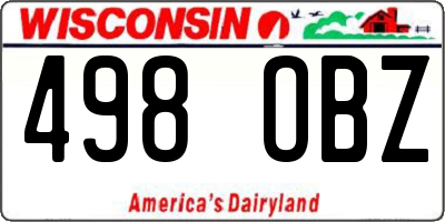 WI license plate 498OBZ