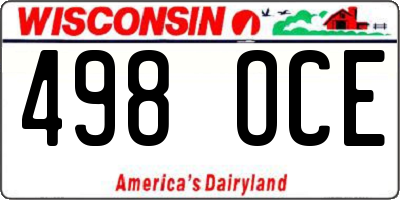 WI license plate 498OCE