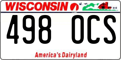 WI license plate 498OCS