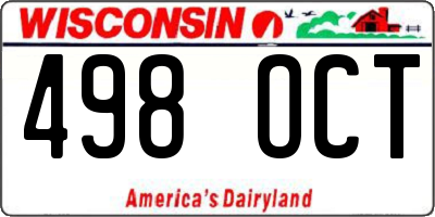 WI license plate 498OCT