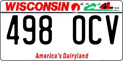 WI license plate 498OCV