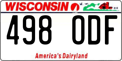 WI license plate 498ODF