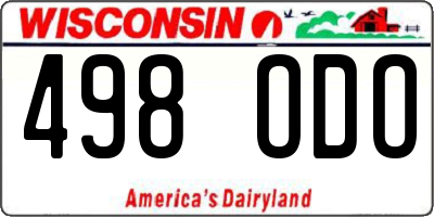 WI license plate 498ODO