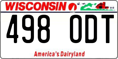 WI license plate 498ODT