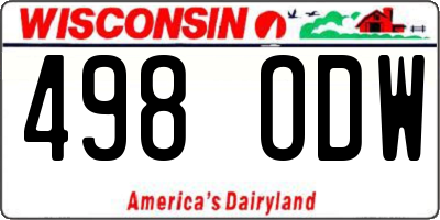WI license plate 498ODW