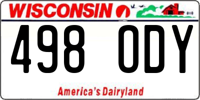 WI license plate 498ODY