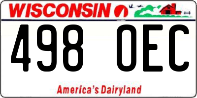 WI license plate 498OEC
