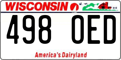WI license plate 498OED