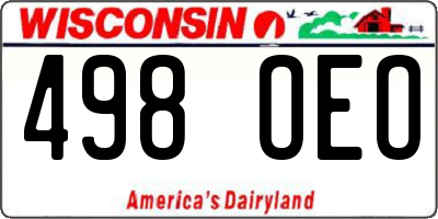 WI license plate 498OEO
