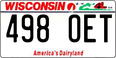 WI license plate 498OET