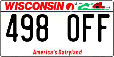 WI license plate 498OFF