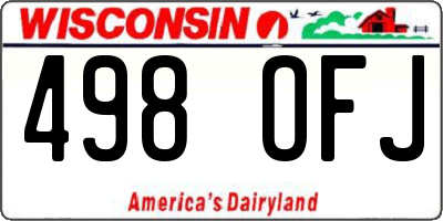 WI license plate 498OFJ