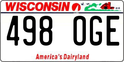 WI license plate 498OGE