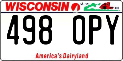 WI license plate 498OPY