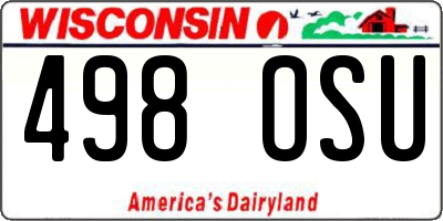 WI license plate 498OSU