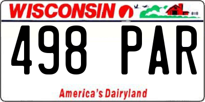 WI license plate 498PAR
