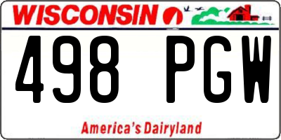 WI license plate 498PGW