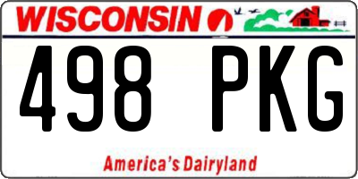 WI license plate 498PKG