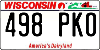 WI license plate 498PKO