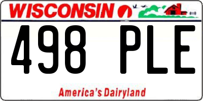 WI license plate 498PLE