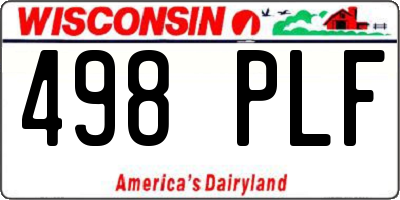 WI license plate 498PLF