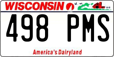 WI license plate 498PMS