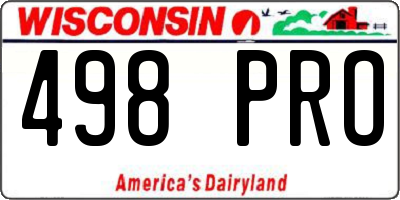 WI license plate 498PRO