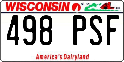 WI license plate 498PSF