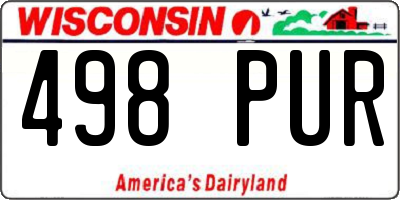 WI license plate 498PUR