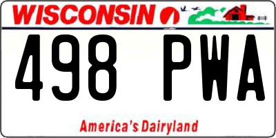 WI license plate 498PWA