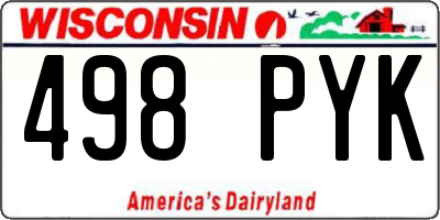 WI license plate 498PYK