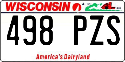 WI license plate 498PZS