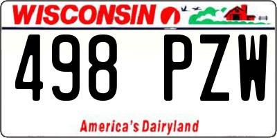 WI license plate 498PZW