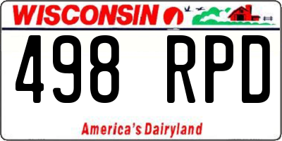 WI license plate 498RPD