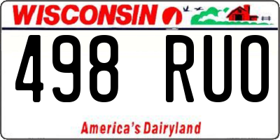 WI license plate 498RUO